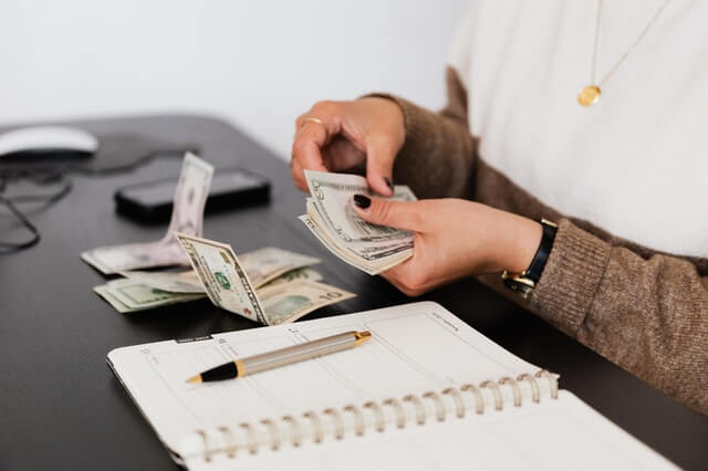 Professional reviewing finances